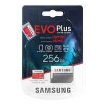SAMSUNG EVO PLUS MICRO SDXC + ADAPTER 256GB CL10 UHS-I U3 (100 MB/s olvasási sebesség)